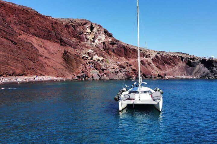 Santorini Private Catamaran Cruise with Meal and Drinks 