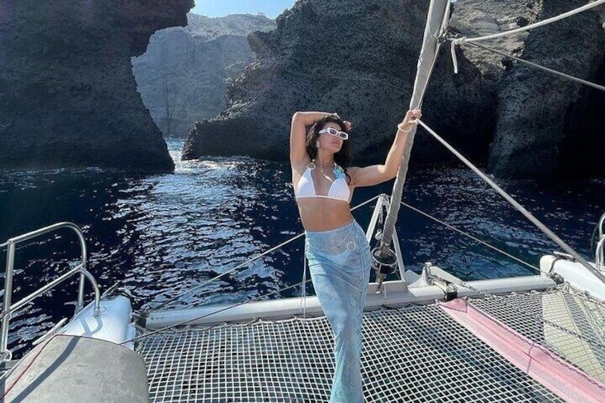 Santorini Catamaran Cruise – 5-Hour Private Sailing Experience
