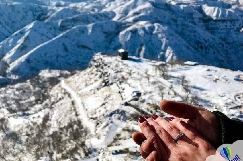 From the height of the balloon, winter in Armenia, hot air balloon with Skyball in winter, Armenia from a bird's eye view, Things to do in Armenia, the best tour in Armenia, activities in Armenia 