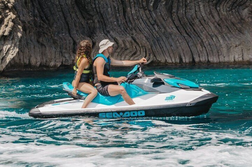 Jet Ski Experience in Cala en Basset and Cueva s'Argilau