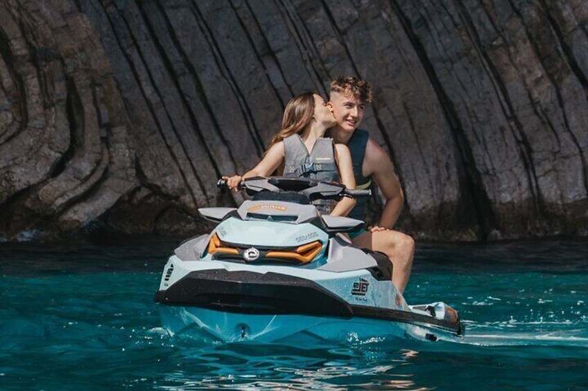 Jet Ski Experience in Cala en Basset and Cueva s'Argilau