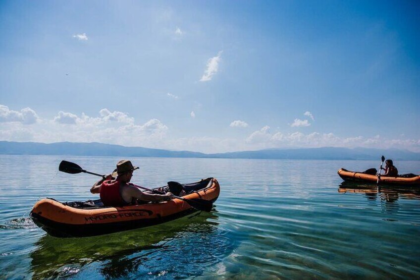 Lake Ohrid Kayaking with beach and BBQ Lunch