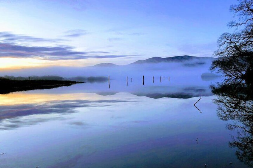 Ross castle on misty dusk mornings