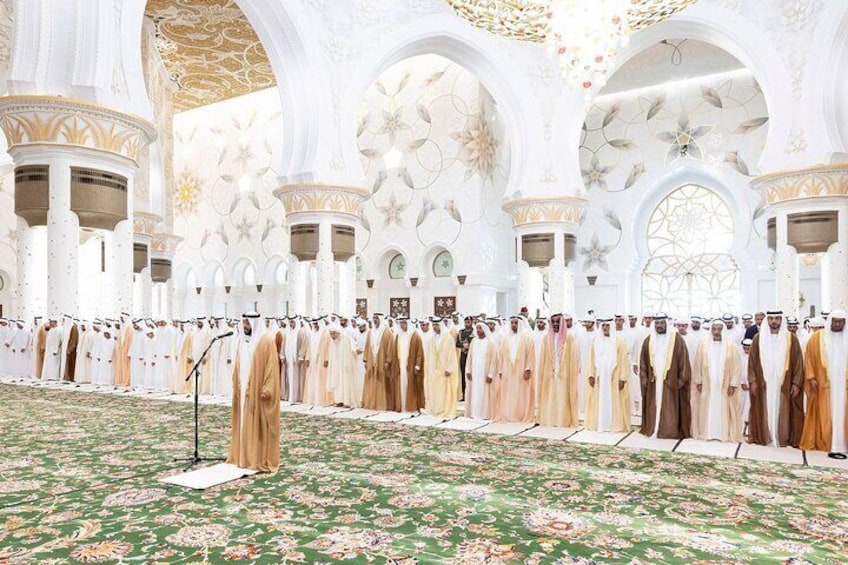 Their Highnesses perform Eid Al Fitr prayer at Sheikh Zayed Grand Mosque in Abu Dhabi