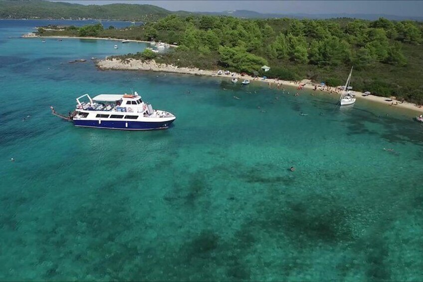 From Ouranoupolis: Two Islands Cruise with Greek Lunch onboard.