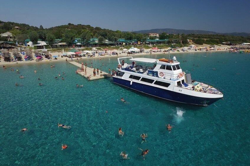 From Ouranoupolis: Two Islands Cruise with Greek Lunch onboard.