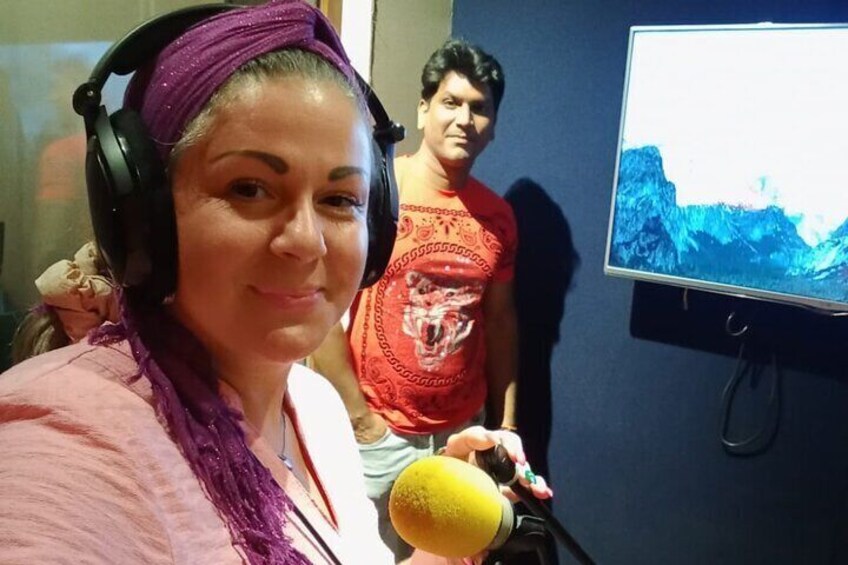 Tourist from Israel recording a song in studio which comes under Bollywood lifestyle tour