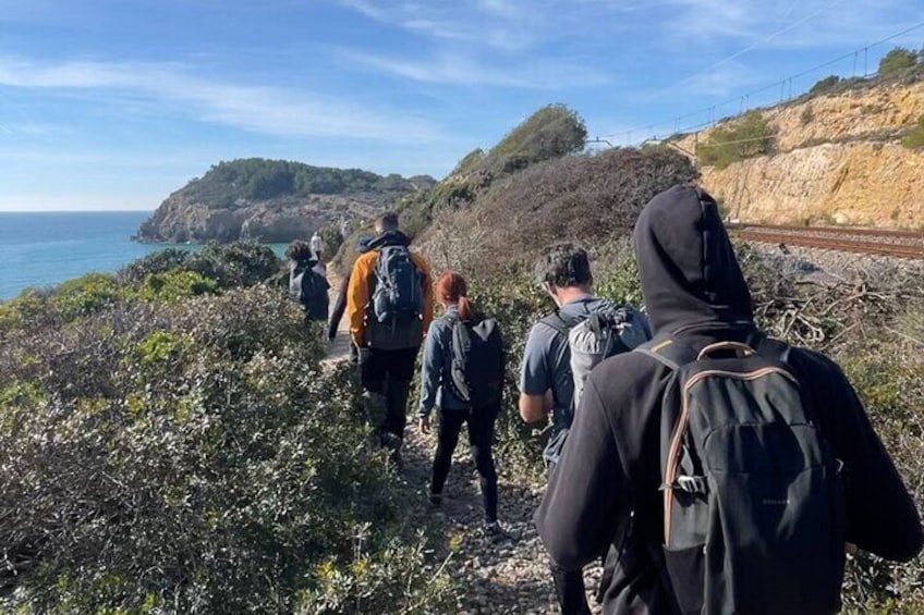 Sitges Vilanova hiking experience and bathing in the sea