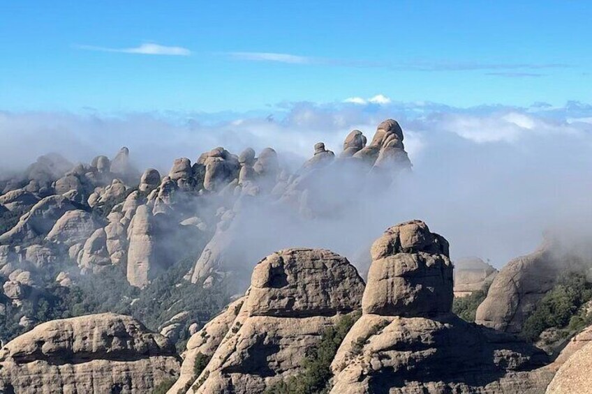 Clouds between the peaks of Montserrat