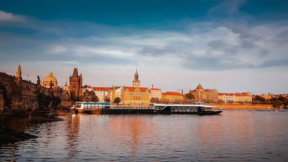 Picture 1 for Activity Prague: Sightseeing Dinner Cruise on Open-Top Glass Boat