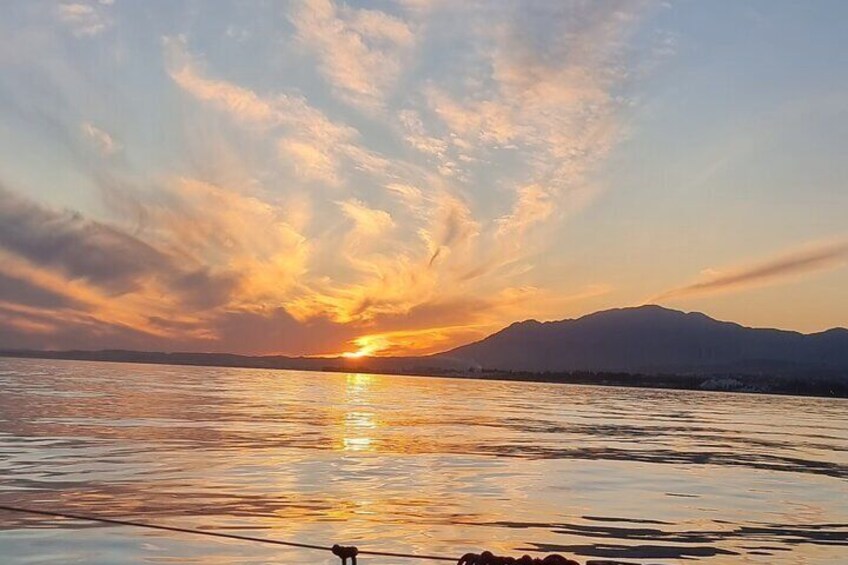 Sunset from Sailboat Marbella Puerto Banus with Drinks