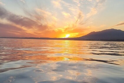 Marbella- sunset from a sailboat with drinks