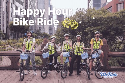 Seoul Tur Ebike sore hari dan makanan dan minuman "Happy Hour"