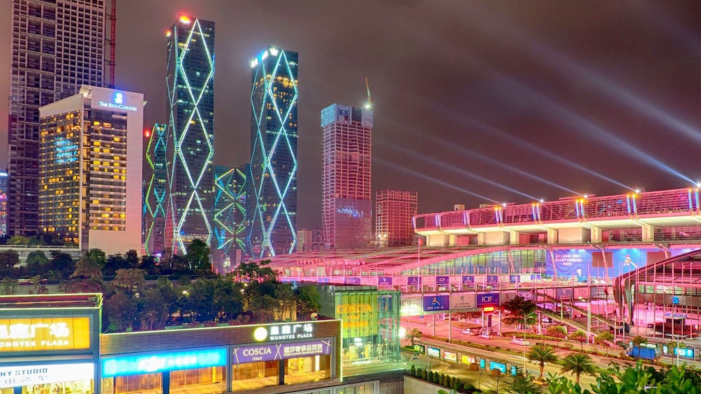 Show item 4 of 5. Buildings shining at night in Shenzhen