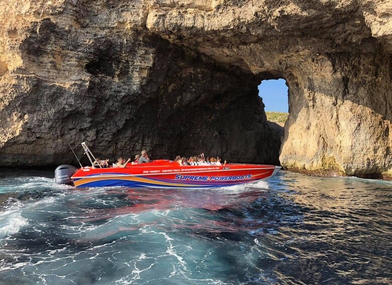 Sliema: Comino Blue Lagoon Powerboat Tour with Comino Caves