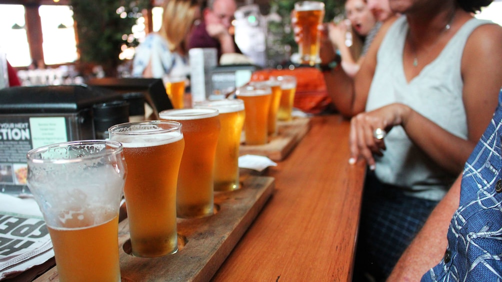 Flight of beer in brewery in Sydney