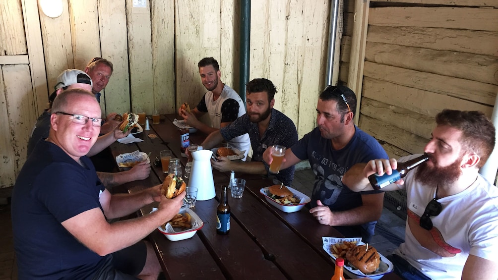 Group enjoy food and beer will exploring Canberra