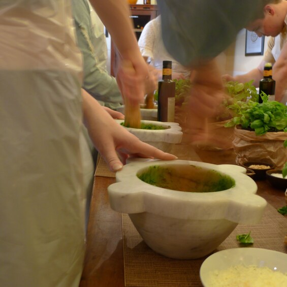 Picture 2 for Activity Manarola: Pesto Making Class with Tasting and Wine