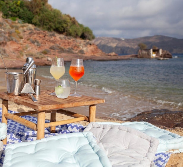 Picture 1 for Activity Mykonos: Sunset Cocktail Making Class on a Secluded Beach