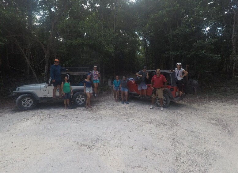 Picture 1 for Activity Cozumel: Mayan Jungle Jeep Ride to Jade Caverns and Snorkel