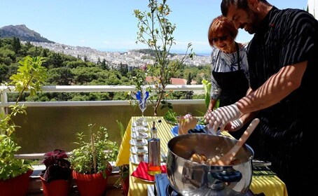 Atenas: clase de cocina griega con vistas a la Acrópolis