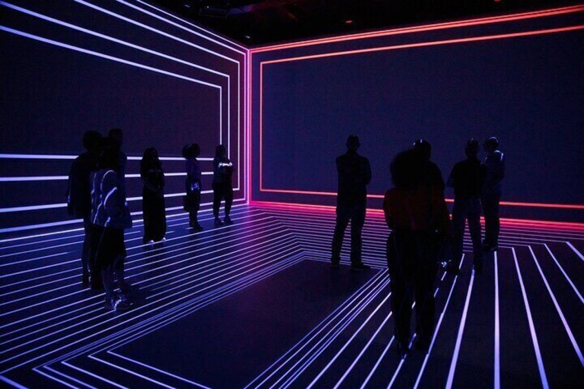 A art exposition with the feel of a nightclub