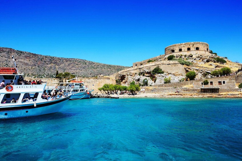 Picture 3 for Activity Elounda: Spinalonga Guided Boat Tour with BBQ and Swimming