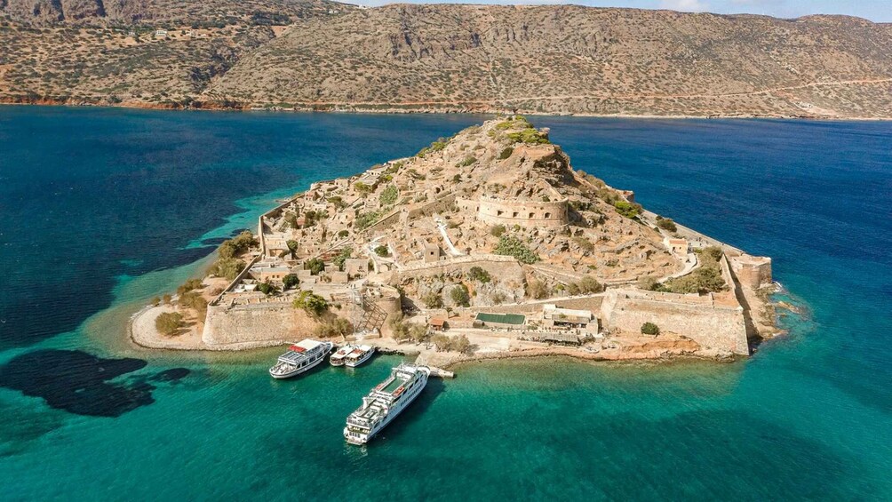 Elounda: Spinalonga Guided Boat Tour with BBQ and Swimming