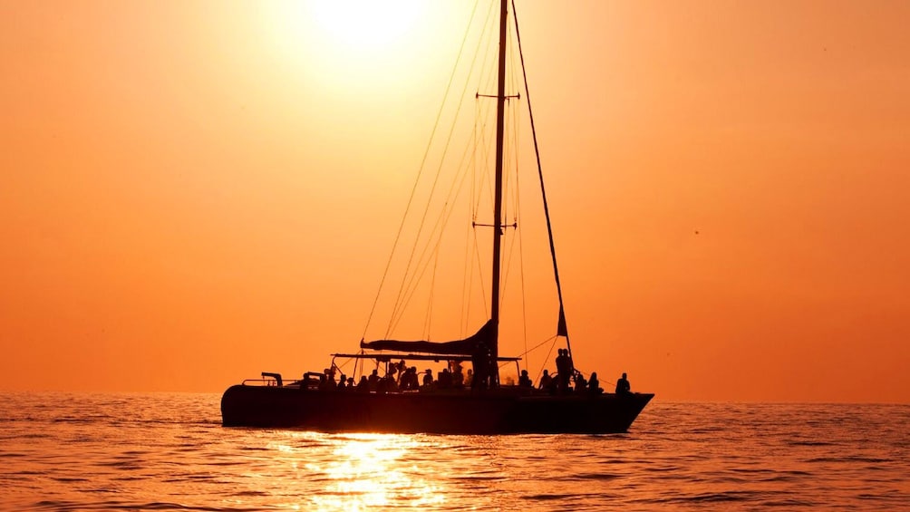 Catamaran in the Caribbean at Sunset