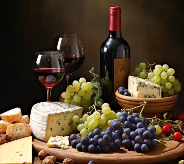 Wines and Cheeses tasting experience at home