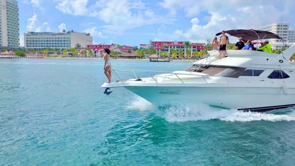 Picture 3 for Activity Cancun: Private Luxury 46-Feet Flybridge Yacht Cruise