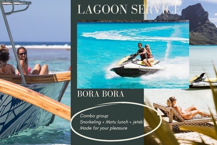 Bora Bora Combo group tour full day snorkeling + motu lunch + jet ski