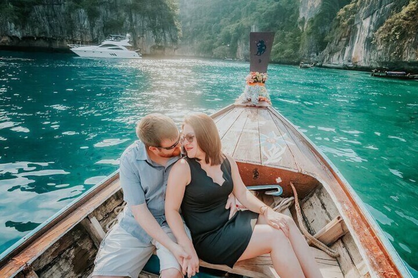 Holiday Travel Photoshoot with Long-tail boat Phi Phi Islands