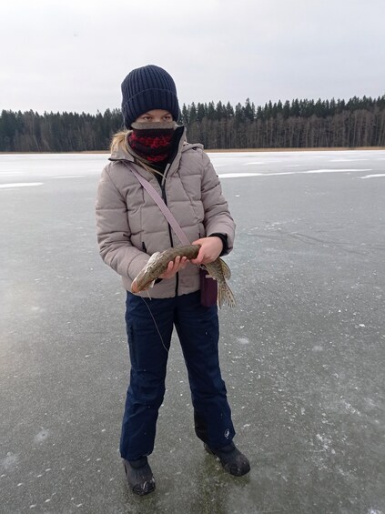 Picture 12 for Activity From Helsinki: Bodom Lake Ice Fishing with Food & Drinks