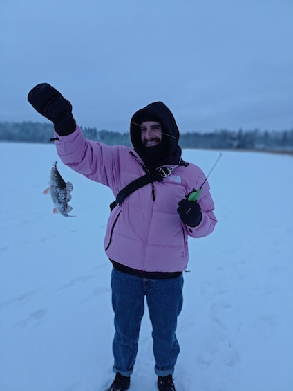 Picture 1 for Activity From Helsinki, Ice fishing experience with meal and drink.