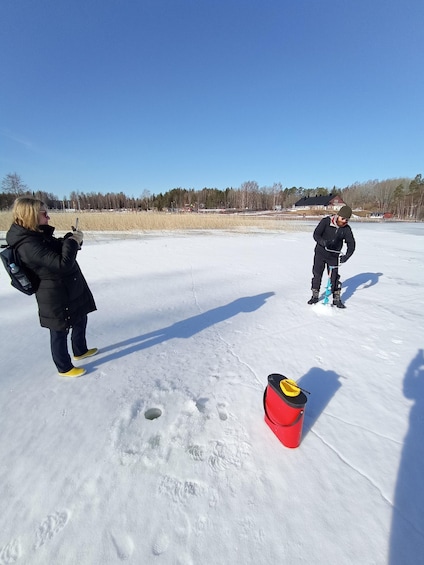 Picture 3 for Activity From Helsinki, Ice fishing experience with meal and drink.