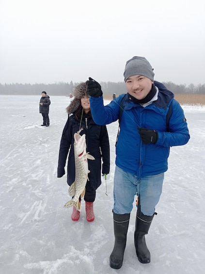 From Helsinki: Bodom Lake Ice Fishing with Food & Drinks