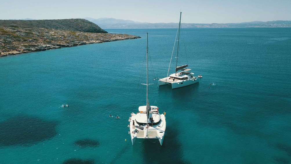 Elounda: Private Catamaran Trip with Food and Drinks