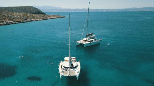 Elounda: Private Catamaran Trip with Food and Drinks