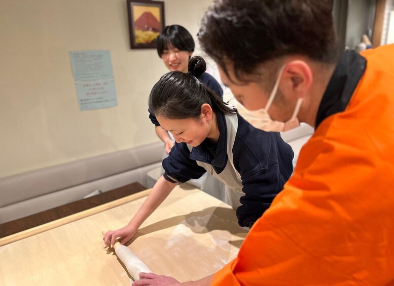 Japanese buckwheat noodle making experience in Sapporo,japan