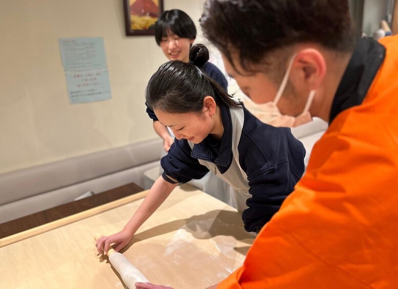 Japanese buckwheat noodle making experience in Sapporo,japan