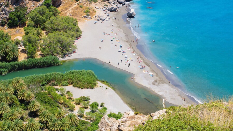 Heraklion: Preveli Palm Beach Boat Trip & Rethymno Town Tour