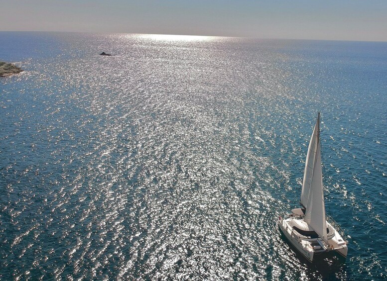 Picture 1 for Activity Santorini: Full Day Catamaran Excursion with Food & Drinks