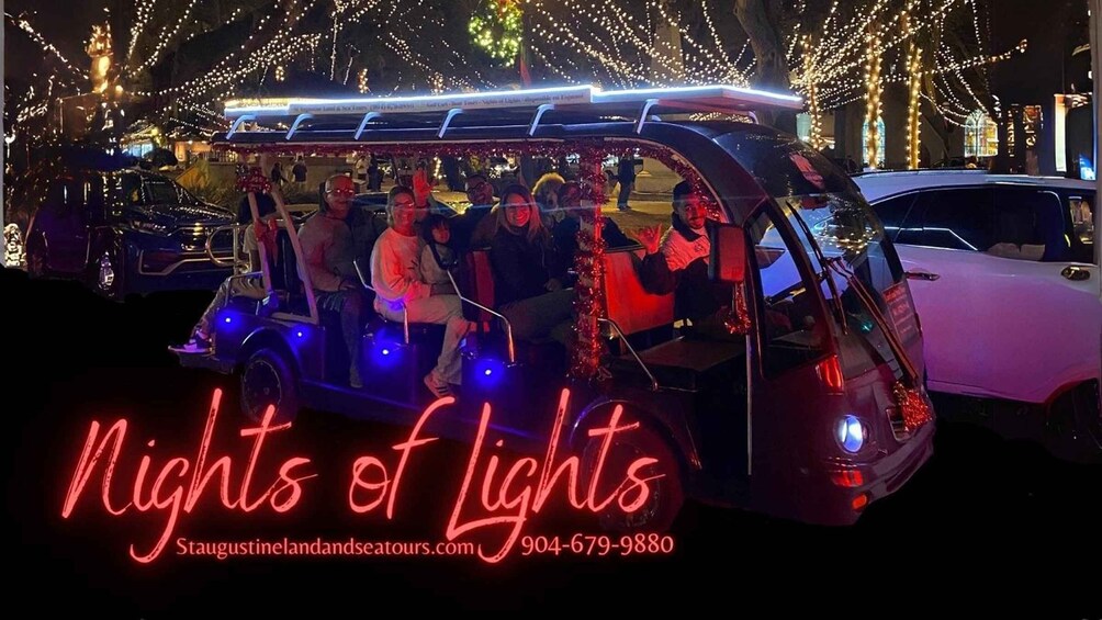 St Augustine: Nights of Lights Tour by Electric Cart