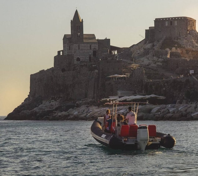 Picture 1 for Activity Cinque Terre: Sunset Boat Tour with Appetizers & Drinks