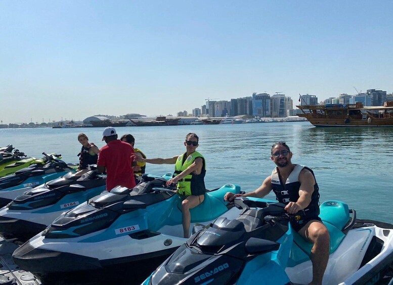 Doha: Self ride Jet-ski overlooking West bay Skyscrapers