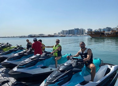 Doha: Self ride Jet-ski overlooking West bay Skyscrapers