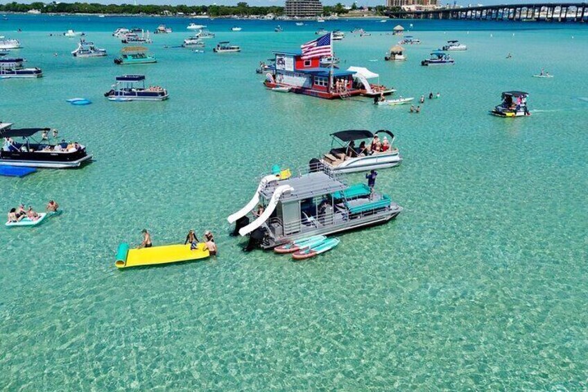 Private Crab Island Slide Pontoon Charter w/Restroom (Up to 12)