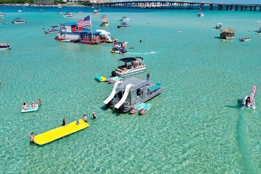 Private Crab Island Slide Pontoon Charter w/Restroom (Up to 12)