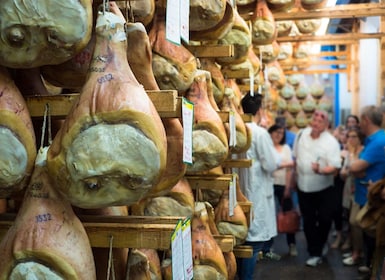 Von Bologna aus: Besichtigung und Verkostung der Parma-Käse- und Schinkenfa...